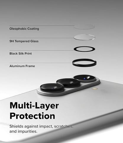 Ringke Camera Lens Frame Glass for Samsung Galaxy S26 and S26 Plus Camera Lens Protector [Individual Lens Covers] Tempered Glass Covers and Aluminum Alloy Frames - 2 Pack
