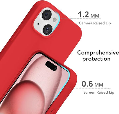 for iPhone 15 Case Silicone Compatible with Magsafe Case, Ultra Slim Thin Magnetic Phone Cases Mag Safe, Cute Soft Rubber Gel TPU Matte Plain Wireless Charging Cover for Women, Red