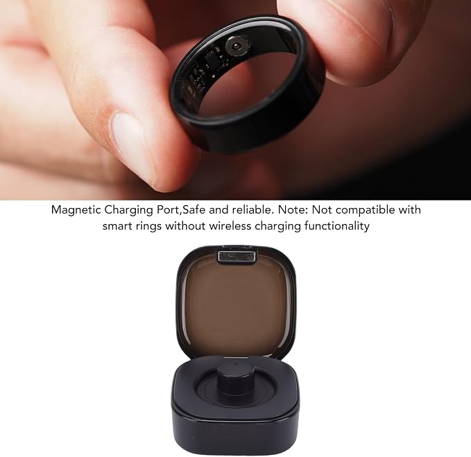 Smart Ring Charging Case, Magnetic Charging Port Type C Fast 1H Full Charge, Compatible R02 R03 R06 R11M R8 H01 SR05, Portable Travel Charger (Black)
