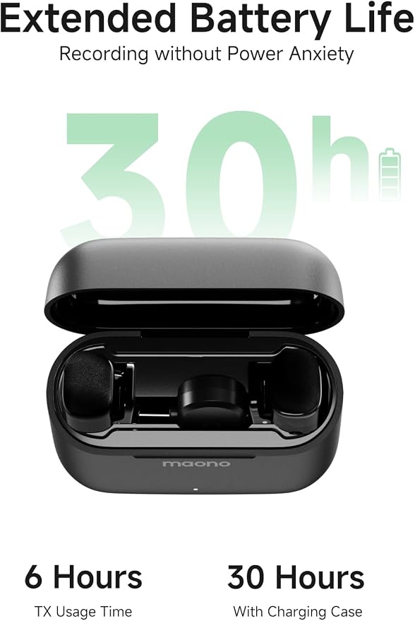 MAONO Wave T1 Mini Wireless Lavalier Microphone for iPhone 17 16 15 & Android with USB-C Plug, Noise Cancellation, AI Voice Filter, 30H Used with Charging Case for Video Recording Vlogging Podcast