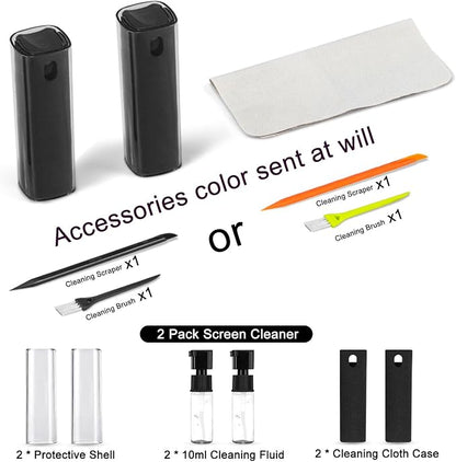 walrfid 2 Pack Screen Cleaner Spray and Wipe for Laptop Monitor and Car Screens, Phone Touchscreen Mist Cleaning Kit for Cellphone, Tablet, PC, Computer, LCD, MacBook, iPhone, iPad, Mac Pro - Black