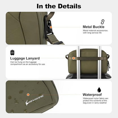 Besnfoto Electronic Organizer Travel Accessory Tech Pouch Waterproof Carrying Case for Accessories Charger, Adapter, Cables, Power Bank with Removalbe Shoulder Strap