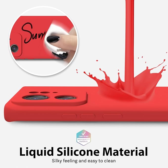 oakxco for Motorola Moto Edge 2023 Phone Case Liquid Silicone, Thin Slim Soft Rubber Gel TPU Plain Protective Simple Cover for Women Girl Cute, Matte Solid Color Aesthetic, Red