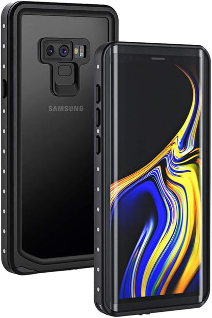 Lanhiem Galaxy Note 9 Phone Case, IP68 Waterproof Dustproof Shockproof Case with Built-in Screen Protector, Full Body Sealed Underwater Protective Clear Cover for Samsung Galaxy Note 9 (Black/Gray)