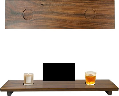 Walnut Bathtub Tray (35"x9"x2.5"), Luxury Bath Tray for Tub | Anti-Tip Adjustable Bathtub Trays for House Warming Gifts