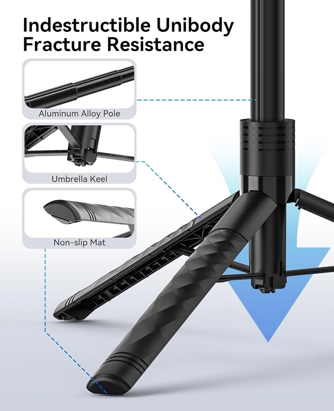 ORICO 69" Phone Tripod, Selfie Stick Tripod for iPhone with Wireless Remote Control, 360° Rotatable Phone Holder for Vlogging, Video Recording, Extendable Stand for Cell Phone Camera GoPro