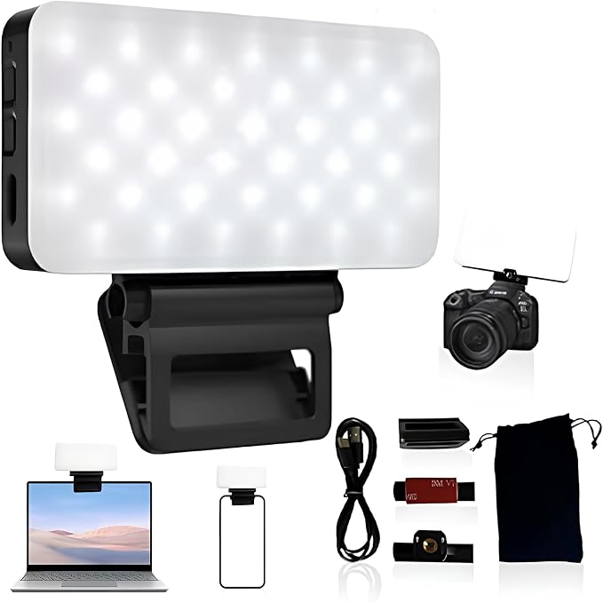 LED Phone Light, Selfie Light, 3000Mah Rechargeable Clip Video Light - 3 Light Modes with Adjustable Clips, Portable Selfie Light For iPhone & Camera, Laptop, iPad, Photography - Makeup, Vlog - Tiktok