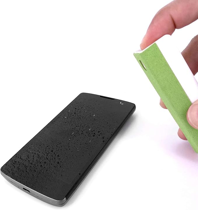 All in One Screen Cleaning Spray with Microfiber and Phone Stand. Cleans and Removes Oil and Dirt from Smartphones, Tablets, LCD, LED Laptop, TV Screens and More (Green)
