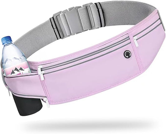 Slim Running Belt for Women Men,Runners Fanny Pack Phone Holder,Money Belt,Running Gear Accessories,with 3 Pockets (Jet Purple)