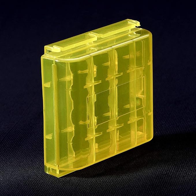 Heyiarbeit Battery Storage Case Holder Box for 4 AA Batteries or 5 AAA Batteries, Yellow Color (2 Pack)