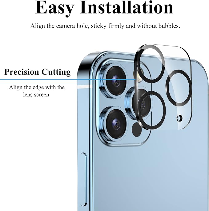 YWXTW [5 Pack Camera Lens Protector Compatible with iPhone 13 Pro Max 6.7" / 13 Pro 6.1" Tempered Glass, [Night Shooting Mode] Case Friendly, High Definition