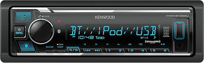KENWOOD KMM-BT332U Bluetooth Single DIN Car Stereo with USB Port, AM/FM Radio, MP3 Player, Multi Color LCD, Detachable Face, Built in Amazon Alexa, Compatible with SiriusXM Tuner