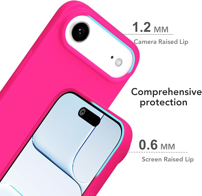 for iPhone 17 Air Case Silicone Compatible with Magsafe Case, Ultra Slim Thin Magnetic Phone Cases Mag Safe, Cute Soft Rubber Gel TPU Matte Plain Wireless Charging Cover for Women, Hot Pink