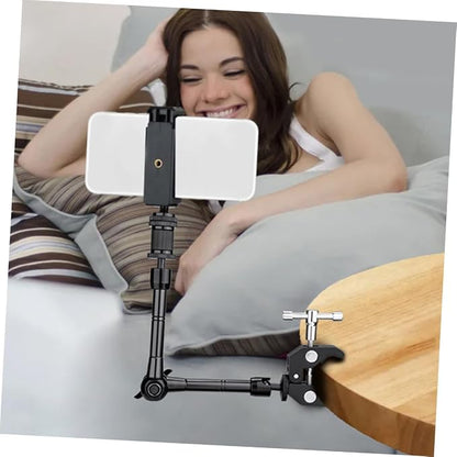 Adjustable Clip on Phone Holder Stand Rotatable Arm Mobile Phone Mount for Desk Car Bedroom Office Hands Free Viewing