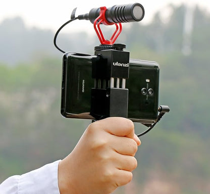 ULANZI ST-02S Aluminum Phone Tripod Mount w Cold Shoe Mount, Support Vertical and Horizontal, Universal Metal Adjustable Clamp for iPhone 12 11 Pro Xs X Max 8 7 Plus Samsung Android Smartphones