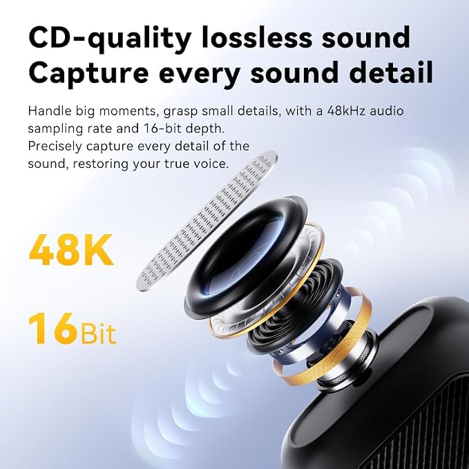 2 Pack Mini Wireless Lavalier Microphone for iPhone Android, Charging Case, 130ft Range, Smart Noise Cancellation, CD-Quality Sound for Video Recording Vlogging Podcast