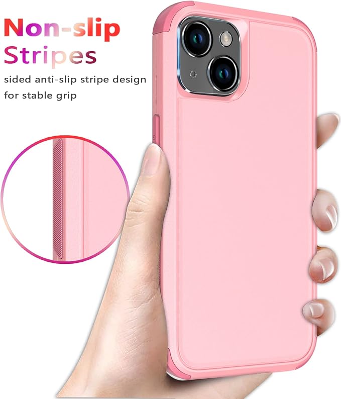 Diverbox for iPhone 14 Case [Shockproof] [Dropproof] [Tempered Glass Screen + Camera Lens Protector],Heavy Duty Protection Phone Case Cover for Apple iPhone 14 (Pink)