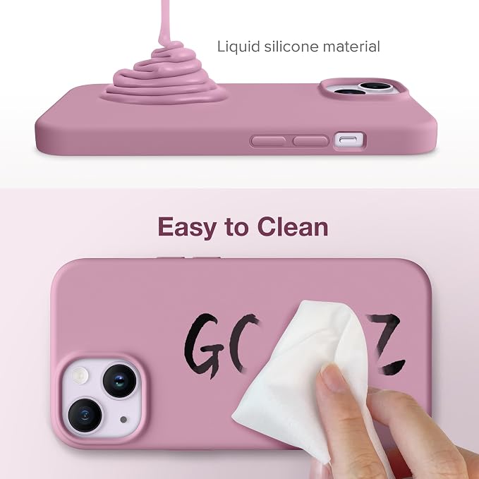 GONEZ Magnetic for iPhone 14 Case, Compatible with Magsafe, with Screen Protector + Camera Protector, Anti-Scratch Microfiber Lining, Liquid Silicone Shockproof Protective Phone Case, Blackcurrant