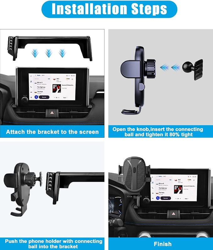 Car Phone Holder for Toyota RAV4 Accessories 2019 2020 2021 2022 2023 2024 2025 Cell Phone Mount for RAV4 LE/SE/XLE/XLE Premium/Adventure(with 7/8-inch Screen only)