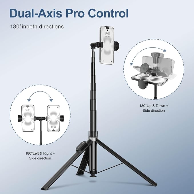 66" Automatic Phone Tripod Stand with Remote, Cell Phone Tripod for iPhone Video Recording & Live Streaming, Adjustable Selfie Stick Tripod for Content Creators, Vloggers (Black)