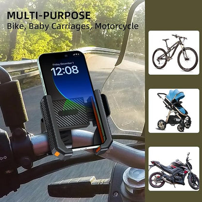 Bike Phone Mount, Bike Bicycle Mount Handlebar Cell Phone Clamp Ebike Scooter Holder Clip for iPhone 16 Pro Max/Plus, 15 Pro Max, S10, S20, More 4.7" to 6.8" Smartphones