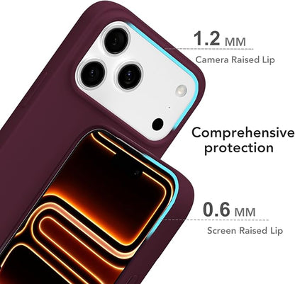for iPhone 17 Pro Max Case Silicone Compatible with Magsafe Case, Ultra Slim Thin Magnetic Phone Cases Mag Safe, Cute Soft Rubber Gel Matte Wireless Charging Cover for Women, Burgundy Maroon