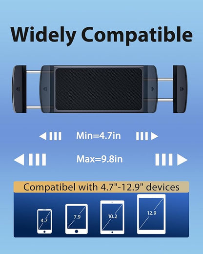 Long Arm Car Phone Mount for Samsung Galaxy Z Fold 7 6 5 4 3 Accessories Tablet Holder for Air Vent Handsfree, 360° Rotatable Fit for iPad mini 6 Pro iPad Air Pixel and More 4-12.9" Device