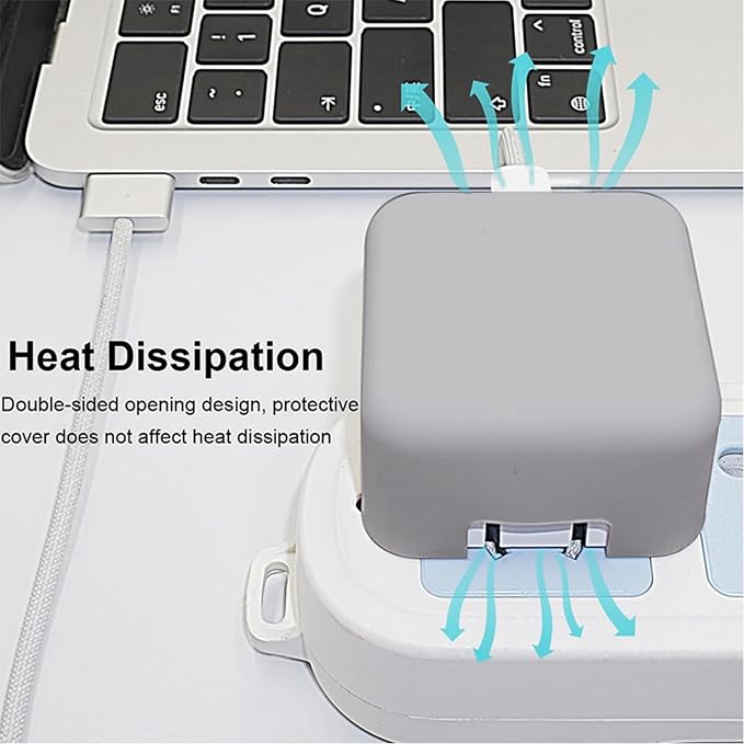 40W Soft Silicone Charger Protective Cover Compatible with iPhone 17/16 Series, MacBook Air 13/13.6/15 Inch M5 A3448 A3449, Apple Watch, for Apple 40W Dynamic Power Adapter (60W Max), Grey