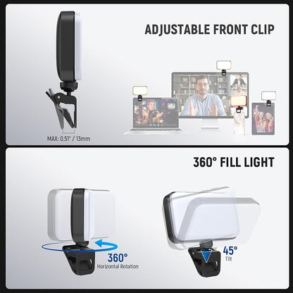 NEEWER Entry Level Version LED Selfie Light, Plastic Clip on Phone Fill Lighting for iPhone, 66 LEDs CRI92 Portable for Computer Laptop Webcam Zoom Video Conference Makeup Recording Streaming, N6