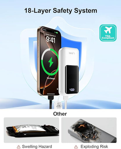 Mini Portable Charger,Small 22.5W PD Power Bank,10000mAh USB C in&Out Fast Charging Pocket Size Battery Pack,Travel Essentials Phone Charger for iPhone 17 16 15 Pro Air,Samsung S24,Android,iPad etc