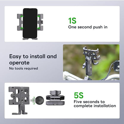 FANAUE Motorcycle Phone Mount, Aluminum Alloy Bike Handlebar Cell Phone Holder Compatible with 1 inch RAM Ball Mounts and Scooter UTV/ATV, Bicycle Phone Mount for iPhone 5.5-7" Smartphone