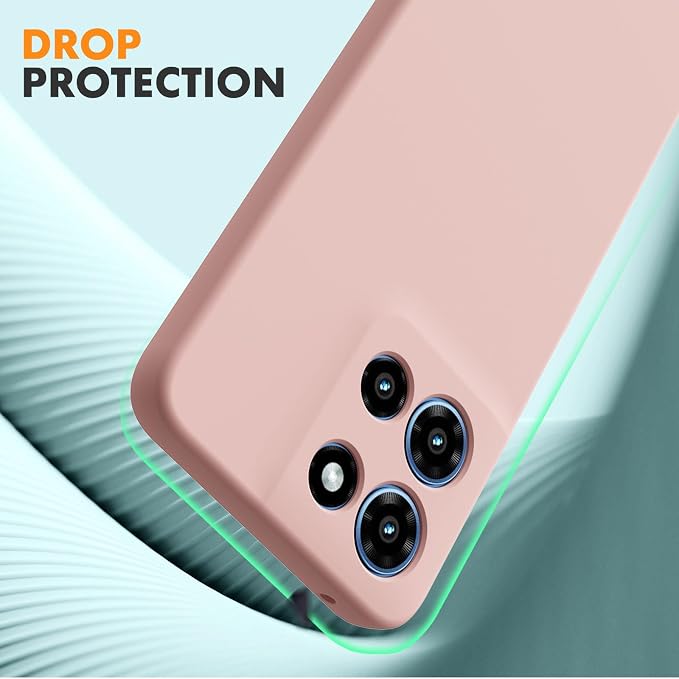 for Motorola Moto G 2025 Case, 2 Pack Tempered Glass Screen Protectors, Soft TPU Liquid Silicone Shockproof Gel Case-Pink
