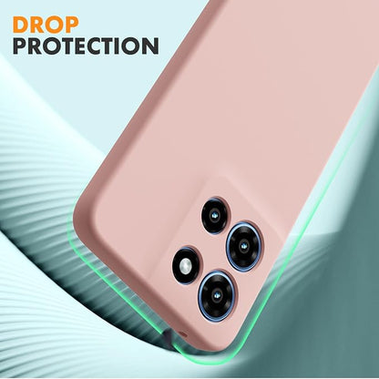 for Motorola Moto G 2025 Case, 2 Pack Tempered Glass Screen Protectors, Soft TPU Liquid Silicone Shockproof Gel Case-Pink