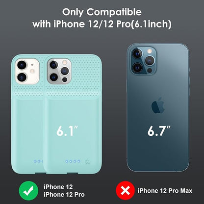 Battery Case for iPhone 12/12 Pro,[2025 Upgraded] 10800mAh Ultra-Slim Portable Extended Charger Case Cover for iPhone 12/12 Pro Charging Case (6.1 Inch)-Green