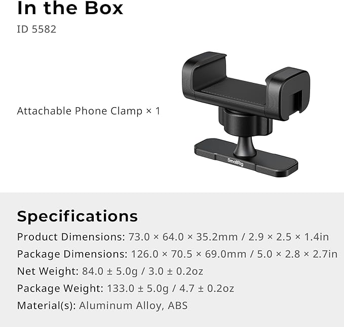 SMALLRIG Magnetic Phone Holder for Gym, Alloy Base with 360° Ball Head, Universal Phone Clamp Mount Suitable for iPhone 17/16/15/14/13/12 Series & Android Phones, Attach to Metal Surfaces-5582
