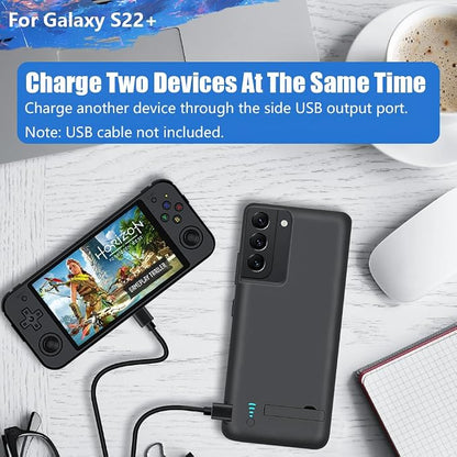 Sitong [Upgraded Battery Case for Samsung Galaxy S22+ / S22 Plus, 5000mAh Rechargeable Extended Battery Charging Charger Case, Add 100% Extra Juice (6.6 Inches) Black