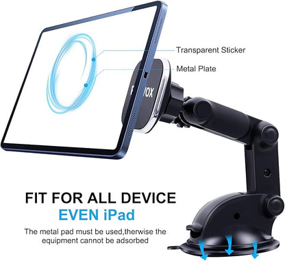 Magnetic Phone Car Mount, Universal Dashboard Windshield Car Phone Mount Holder with Upgraded 3.2" Suction Cup,8 Strong Magnets Compatible with iPhone 11 Pro X XS Max XR Galaxy Note10 S10 (B)