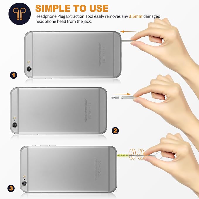 Upgrated Headphone Jack Removal Tool - Headphone Plug Extraction Tool,Jack Remover - Remove Broken Headphone Plug from Headphone Jack of Mobile Devices