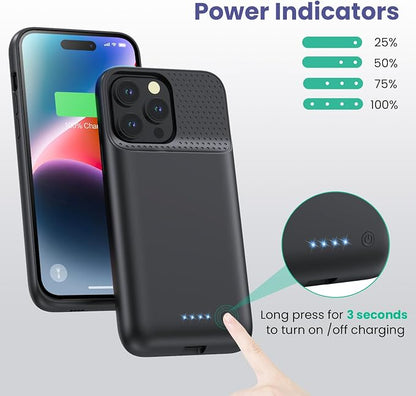 Feob Battery Case for iPhone 14 Pro Max,[2026 Upgraded] 8600mAh Ultra-Slim Portable Extended Charger Case Cover for iPhone 13 Pro Max Charging Case (6.7 Inch)-Black