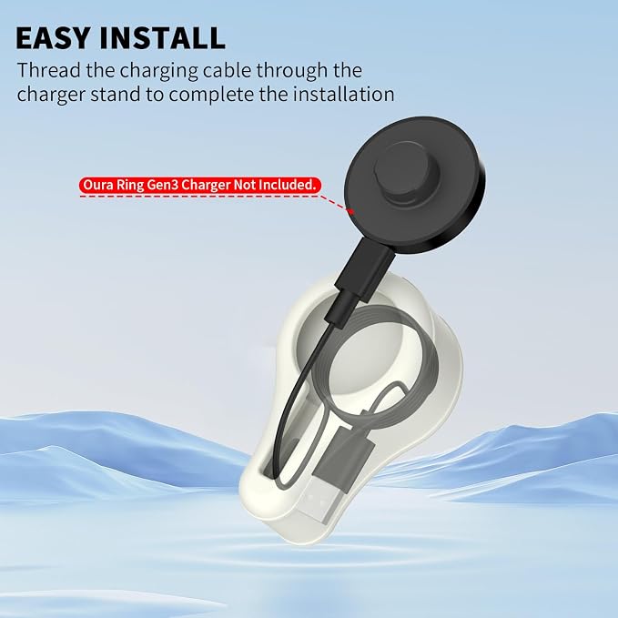 Silicone Charger Protector Case for Oura Ring Gen3 - Compatible with Sizes 6-13, Stand Case - Off White
