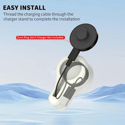 Silicone Charger Protector Case for Oura Ring Gen3 - Compatible with Sizes 6-13, Stand Case - Off White