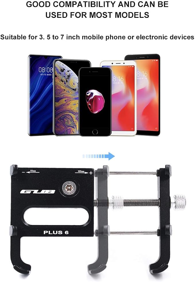 GUB Bike Phone Mount Holder, Aluminum Motorcycle Phone Holder Mount with 360° Rotation for iPhone 16 17 15 14 Pro Max Mini X XR Xs Plus, Samsung S25 S24 S22 4-7 Inch - Upgraded