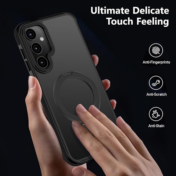 for Samsung Galaxy S25 Plus Case, Magnetic Adjustable Ring Stand [Fit for Magsafe], [Military-Grade Shockproof Protection] Phone Case with Kickstand&Ring Holder (Black)