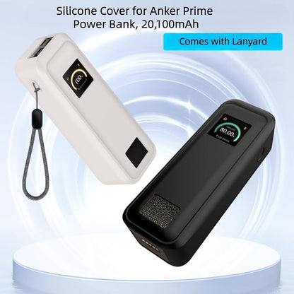 Silicone Case for Anker Prime Power Bank 20,100mAh, Silicone Cover for Anker Prime Power Bank 20k, 220w, with Lanyard, Dust-Proof & Wear-Resistant, Soft Shell (Black)