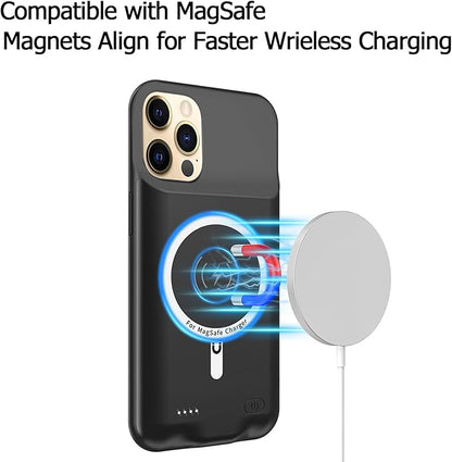 Battery Case for iPhone 12 Pro Max, Upgraded 12000mAh Battery Pack Rechargeable Charger Case with Wireless Charging Compatible for iPhone 12 Pro Max (6.7 inch) External Battery Charging Cover(Black)
