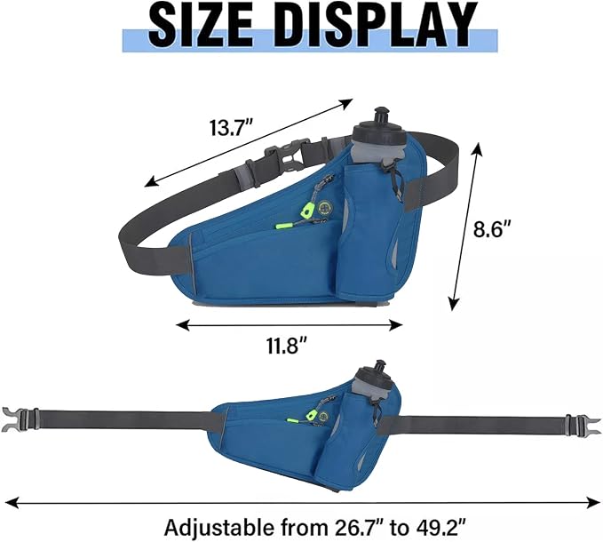 HOTEMIA Fanny Pack with Water Bottle Holder, Hydration Running Belt for Men Women Adjustable Strap Waist Bag Suitable for Hiking Running Walking Jogging Camping (Bottle Not Included) (Blue)