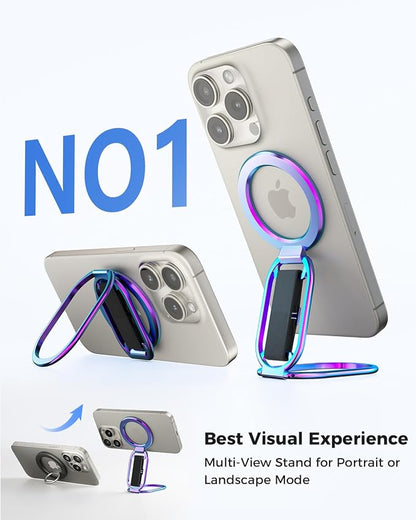 [2025 Newest] SUPERONE for Magsafe Phone Grip for Magnetic Kickstand Compatible with Mag Safe Finger Loop, 4-in-1 Phone Ring Holder Strap for Magnetic iPhone 17/16/15/14/13/12 (Silver)