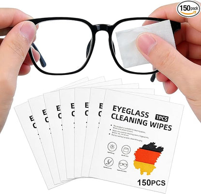 150 Count Eyeglasses Cleaner Wipes - Lens Cleaning Wipes Glasses Cleaner Cloth Individually Wrapped Large Wipes for Eyeglass, Glasses, Lens, Screen Cleaning, Phone, Computer, Camera Use, Travel