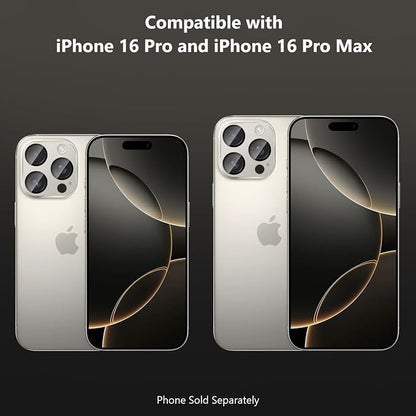 SAHARA Ultra-Strong Camera Lens Protector for iPhone 16 Pro / 16 Pro Max (2-Pack), Scratch-Resistant Tempered Glass, HD Clear, Anti-Fingerprint, Easy Install, Natural Titanium (ZD00163)