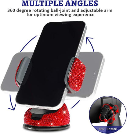 eing Car Phone Mount Bling Crystal Cell Phone Holder with One More Air Vent Base,Universal Universal Phone Car Air Vent Mount Holder Cradle for Dashboard,Windshield and Air Vent,Red